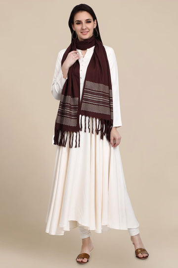 Coffee Color Pure Viscose Winter Stole